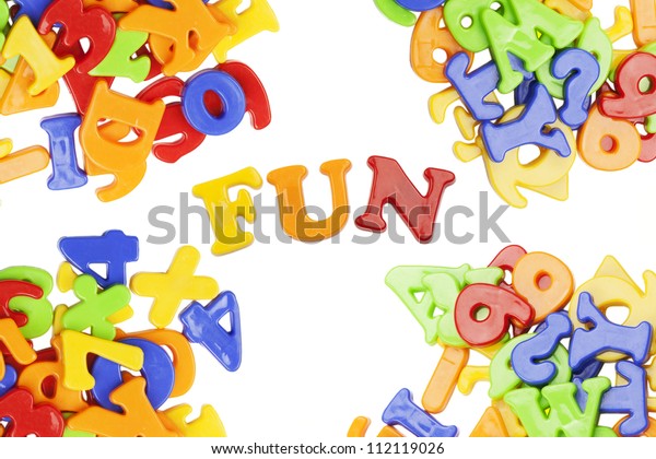 Fun Lettering Near Plastic Alphabet Letters Stock Photo (Edit Now