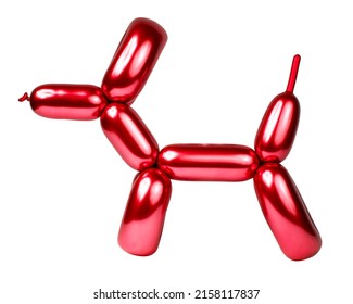 Fun red balloon model dog isolated on the white background