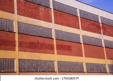 functionalist red brick building background