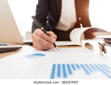 Fund Manager Analyzing Investment Charts. Concept Of Investment Portfolio Management Plan.


