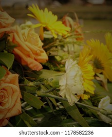 Funeral Flower Spray On Casket.