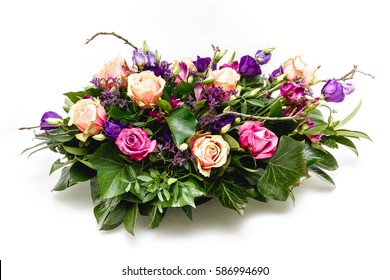 Funeral Flowers Isolated On A White Background