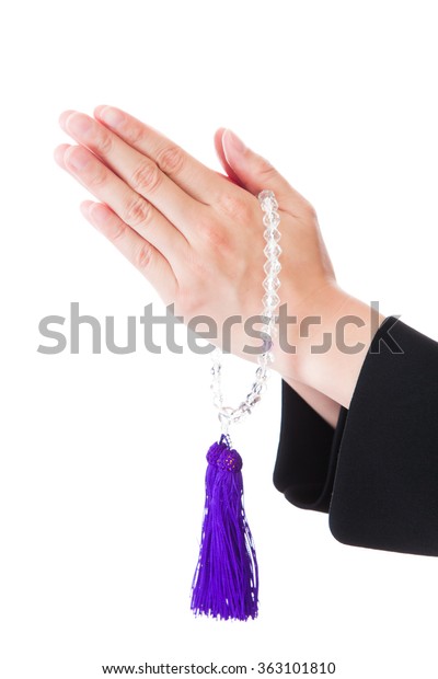 Funeral Mourning Woman Hands Prayer Rosary Stock Photo Edit Now 363101810