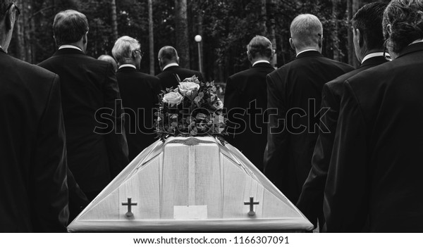 funeral procession and\
coffin