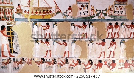 The funeral procession at the Tomb of Menna . valley of the Nobles. Luxor.  Egypt .