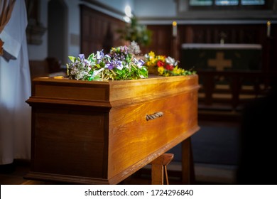 Funeral At A Rural Church In Southern UK February 2020 