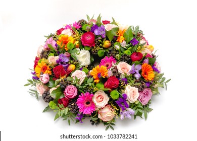 Funeral  Wreath Flowers Isolated On A White Background