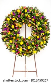 Funeral Wreath Isolated On A White Background