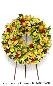 Funeral Wreath Isolated On A White Background