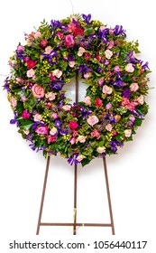 Funeral Wreath Isolated On A White Background.