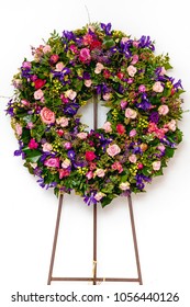 Funeral Wreath Isolated On A White Background.