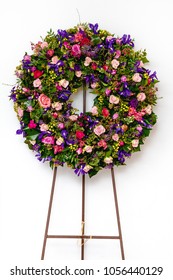 Funeral Wreath Isolated On A White Background.