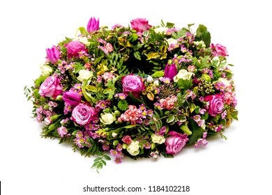 Funeral Wreath Isolated On A White Background.