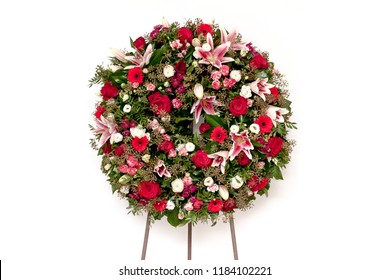 Funeral Wreath Isolated On A White Background.