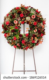 Funeral Wreath Isolated On A White Background.