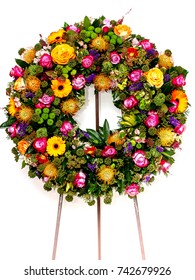 Funeral Wreath Isolated On A White Background