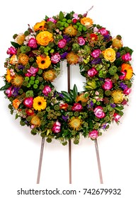 Funeral Wreath Isolated On A White Background