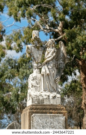 Funerary art on an old grave in cemetery, Milthorpe, New South Wales, Australia