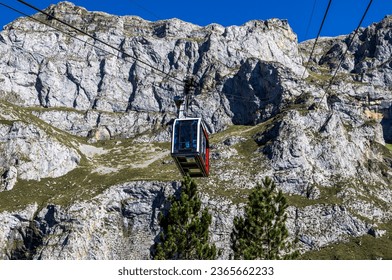Funicular going down from the Picos de Europa in Fuente De