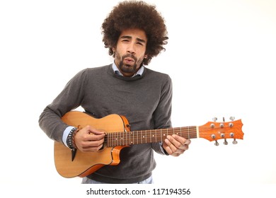 Funky Afro Man With A Guitar