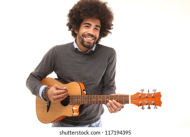 Funky Afro Man With A Guitar