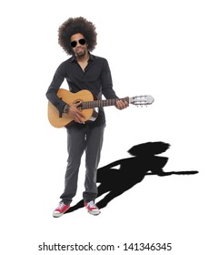 Funky Afro Man With A Guitar