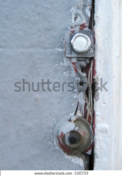 Funky Old Doorbell Partially Exposed Wires Stock Photo Edit