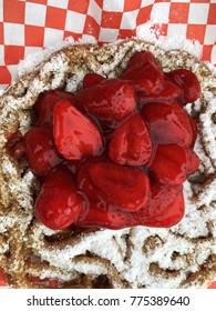 Funnel Cake With Strawberry Jam