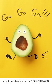 Funny Avocado On Color Background