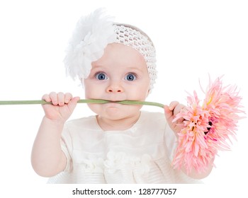 Funny Baby Girl With Flower