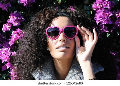 Funny Black Girl With Purple Heart Glasses