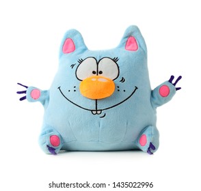 Funny Blue Toy Cat Isolated On White Background