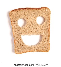 Funny Bread Slice On White Background