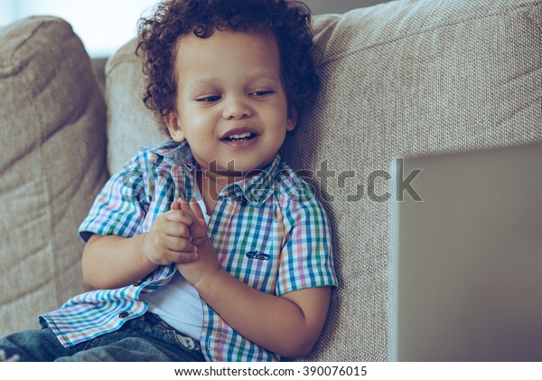 Funny Cartoon Cheerful Little African Baby Royalty Free Stock Image