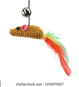 Funny Cat Toy Feather Mouse Isolated On White