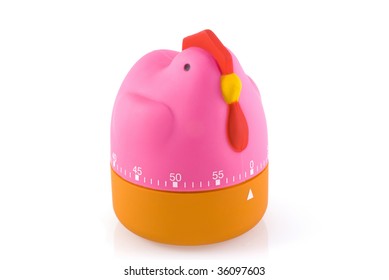 Funny Chicken Shaped Egg Timer, Isolated On White.