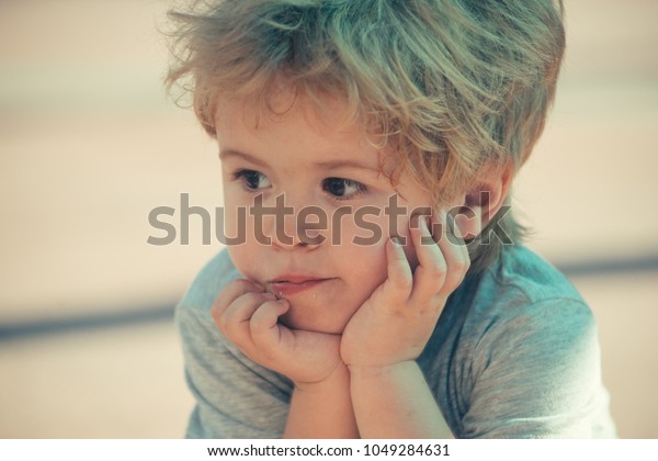 Funny Child Boy Kid Portrait Emotional People Stock Image
