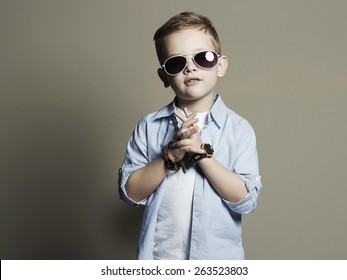 Funny child.fashionable little boy in sunglasses.fashion children