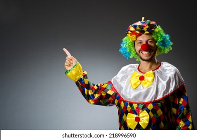 Funny Clown In Colourful Costume