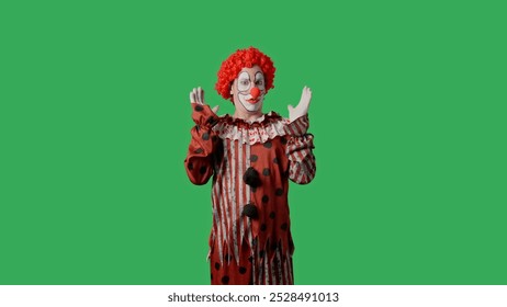 Funny clown on green screen chroma key. - Powered by Shutterstock