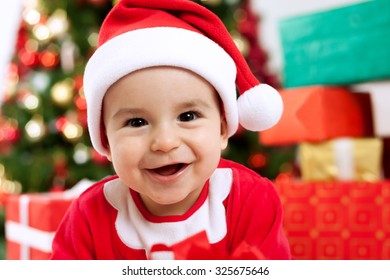 Funny Cute Baby Smiling Close Up