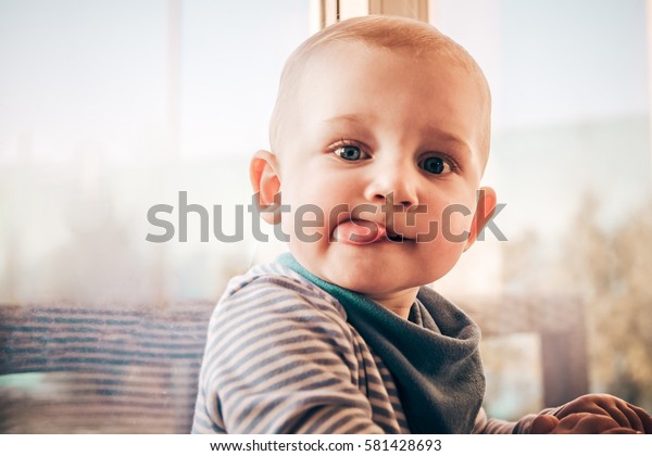 Funny Cute Blond Short Hair Little Stock Photo Edit Now