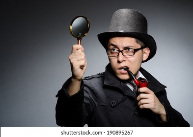 Funny Detective With Pipe And Hat