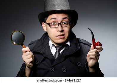 Funny Detective With Pipe And Hat