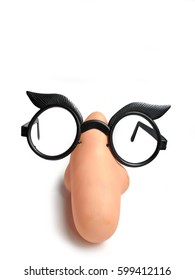 Funny Disguise Glasses, Eyebrows And Nose Isolated On White