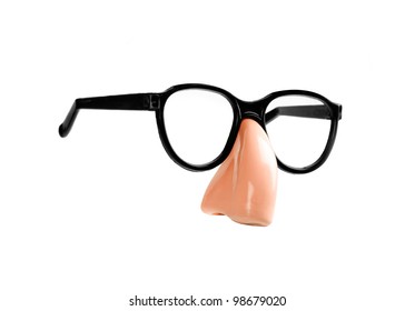 Funny disguise glasses and nose isolated