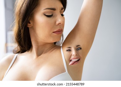 Funny Face. Armpit Sweat Stink And Smell