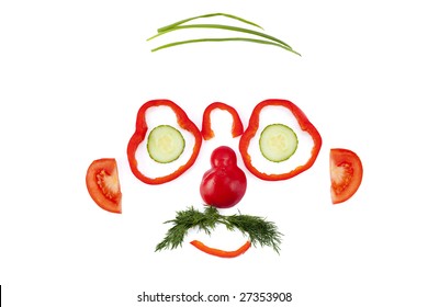 Funny Face Made From Vegetable Pieces