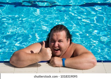 Funny Fat Guy In The Pool.