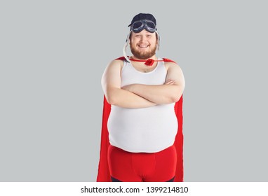 Funny Fat Man In A Superhero Costume